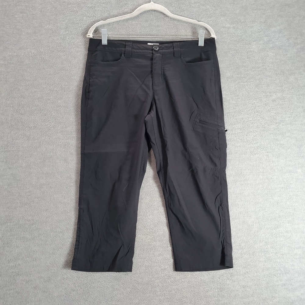Eddie Bauer Women Pants 8 Black Capri Straight Mid Rise Pocket 20 in Inseam